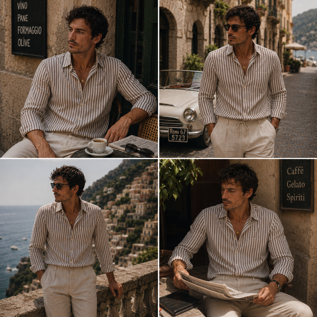 Striped Shirt Linen Old Money Combo